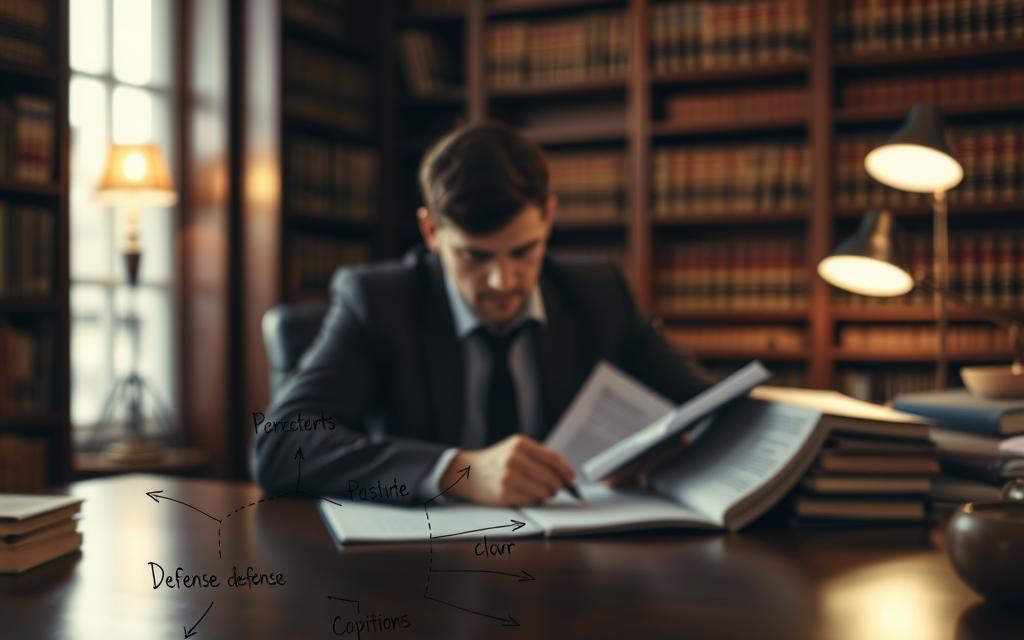 A Serene, Contemplative Scene Of A Person Thoughtfully Considering Their Legal Defense Strategies. In The Foreground, A Hand-Drawn Diagram Depicting Various Legal Options, With Arrows And Annotations Conveying The Complexity Of The Decision-Making Process. In The Middle Ground, The Subject Sits At A Wooden Desk, Brow Furrowed As They Pore Over Law Books And Documents. The Background Is A Dimly Lit, Cozy Law Office, With Bookshelves Lining The Walls And A Softly Glowing Desk Lamp Providing Warm, Focused Illumination. The Overall Atmosphere Is One Of Determined Focus, As The Subject Navigates The Intricate Web Of Legal Considerations. A Serene, Contemplative Scene Of A Person Thoughtfully Considering Their Legal Defense Strategies. In The Foreground, A Hand-Drawn Diagram Depicting Various Legal Options, With Arrows And Annotations Conveying The Complexity Of The Decision-Making Process. In The Middle Ground, The Subject Sits At A Wooden Desk, Brow Furrowed As They Pore Over Law Books And Documents. The Background Is A Dimly Lit, Cozy Law Office, With Bookshelves Lining The Walls And A Softly Glowing Desk Lamp Providing Warm, Focused Illumination. The Overall Atmosphere Is One Of Determined Focus, As The Subject Navigates The Intricate Web Of Legal Considerations.
